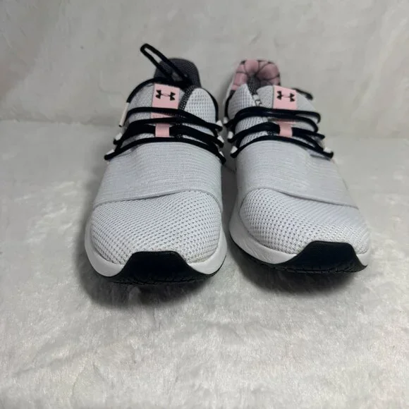 Under Armour Womens White & Pink Athletic Running Shoes Charged Breathe FN Print - Picture 2 of 8